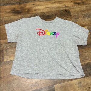 Disney Rainbow Logo Gray T-Shirt Women’s Medium | Graphic Tee